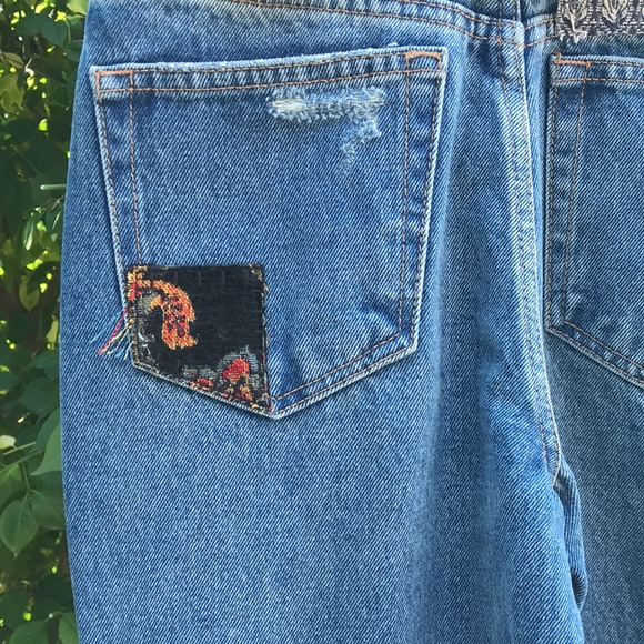 Free People Poppy Patch Straight Leg Jeans - Picture 4 of 9